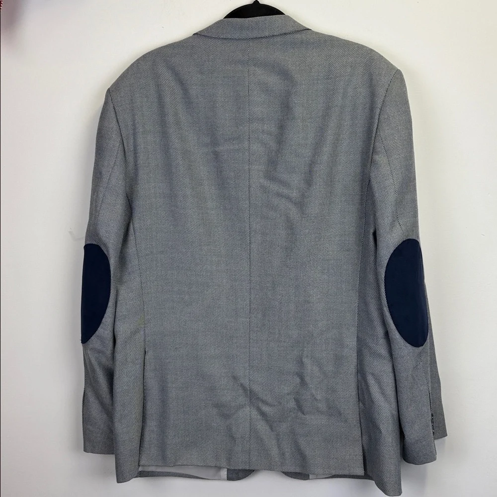 Giovanni Bresciani gray and Blue Blazer with Navy Elbow Patches/ Size 44R